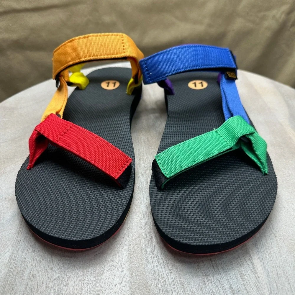 Teva Original Universal Pride Rainbow Sandals Mens 11 Multi-Color Strappy 3768